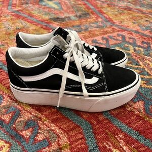 VANS black and white platform sneakers